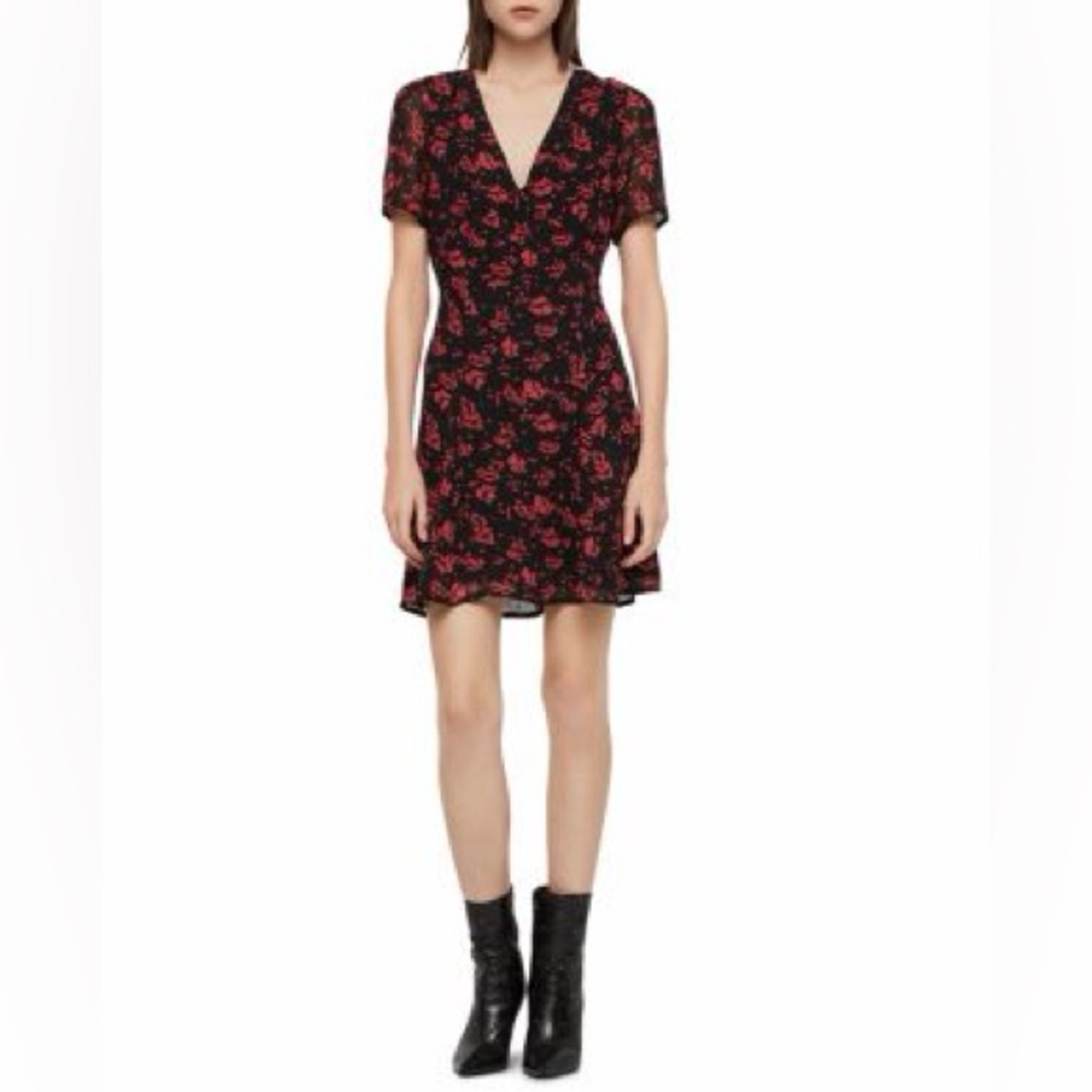 All Saints Luca Eira Floral Print Dress Mini Size 8